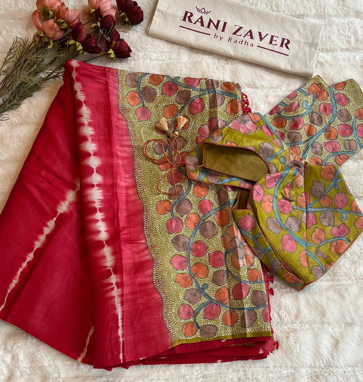 Pure Gachi Tussar Shibori Tie & dye With Kantha Work