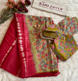 Pure Gachi Tussar Shibori Tie & dye With Kantha Work