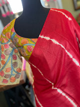 Pure Gachi Tussar Shibori Tie & dye With Kantha Work