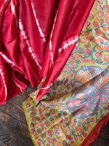 Pure Gachi Tussar Shibori Tie & dye With Kantha Work
