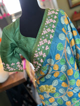 Pure Gachi Tussar Kalamkari With Kantha and Gujrathi Kutch Work