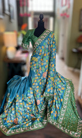 Pure Gachi Tussar Kalamkari With Kantha and Gujrathi Kutch Work