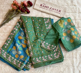 Pure Gachi Tussar Kalamkari With Kantha and Gujrathi Kutch Work