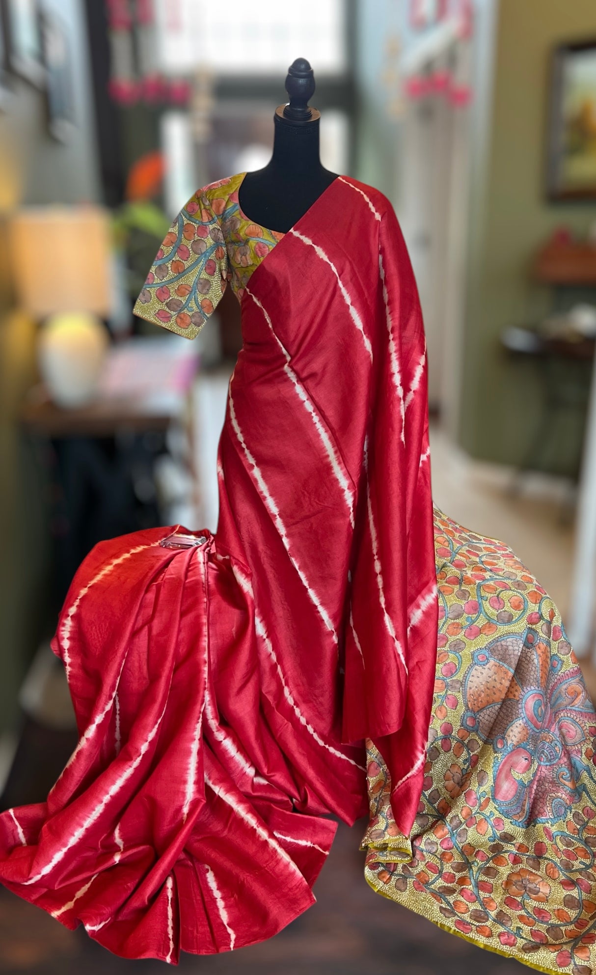 Pure Gachi Tussar Shibori Tie & dye With Kantha Work