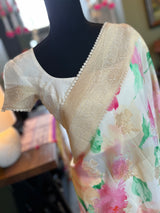 Ivory Floral Banaras Georgette with Blouse