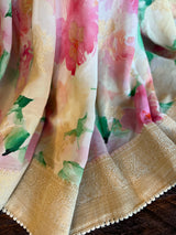 Ivory Floral Banaras Georgette with Blouse