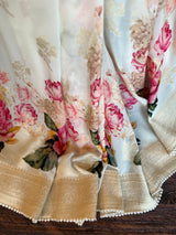 Ivory Floral Banaras Georgette with Floral Blouse