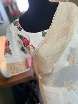 Ivory Floral Banaras Georgette with Floral Blouse
