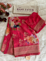 Salmon Floral Banaras Georgette with BP