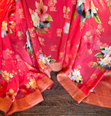 Salmon Floral Banaras Georgette with BP