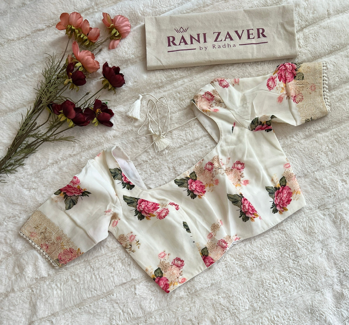 Ivory Floral Banaras Georgette with Floral Blouse