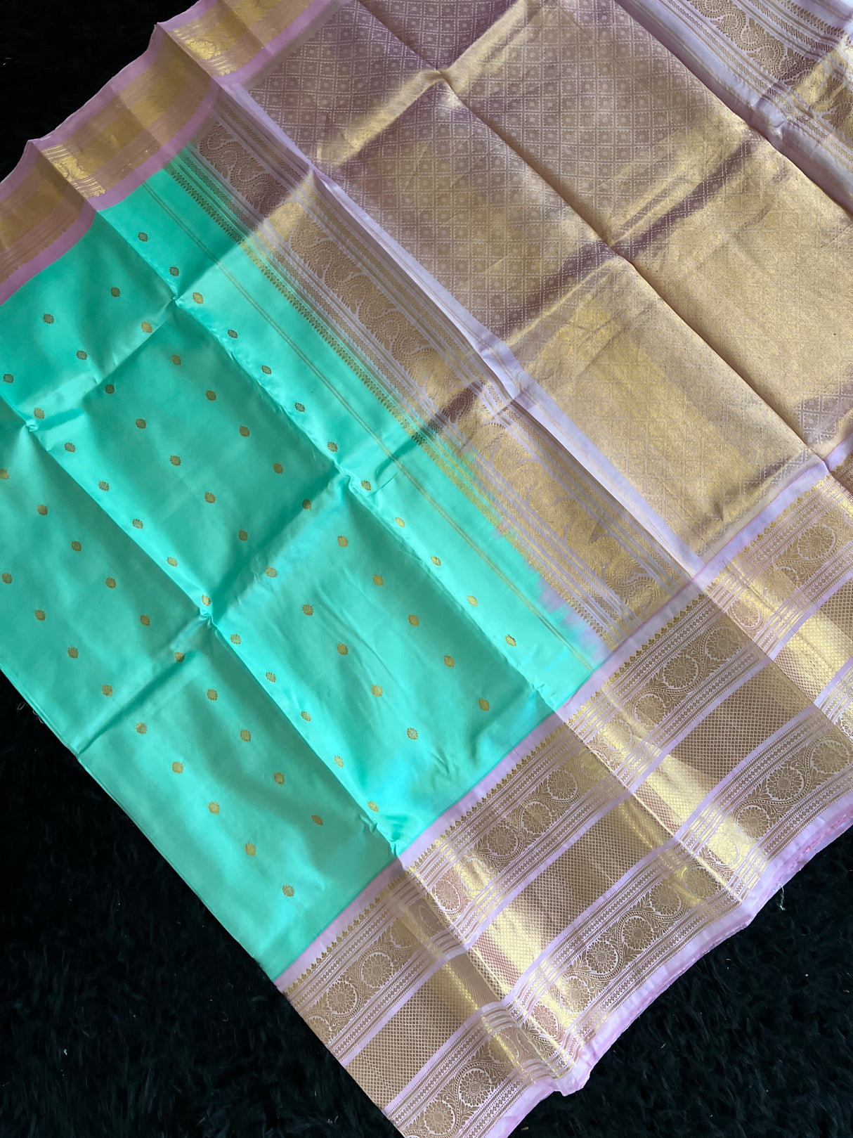Blue Pink Gadwal Kanchi Pure Silk