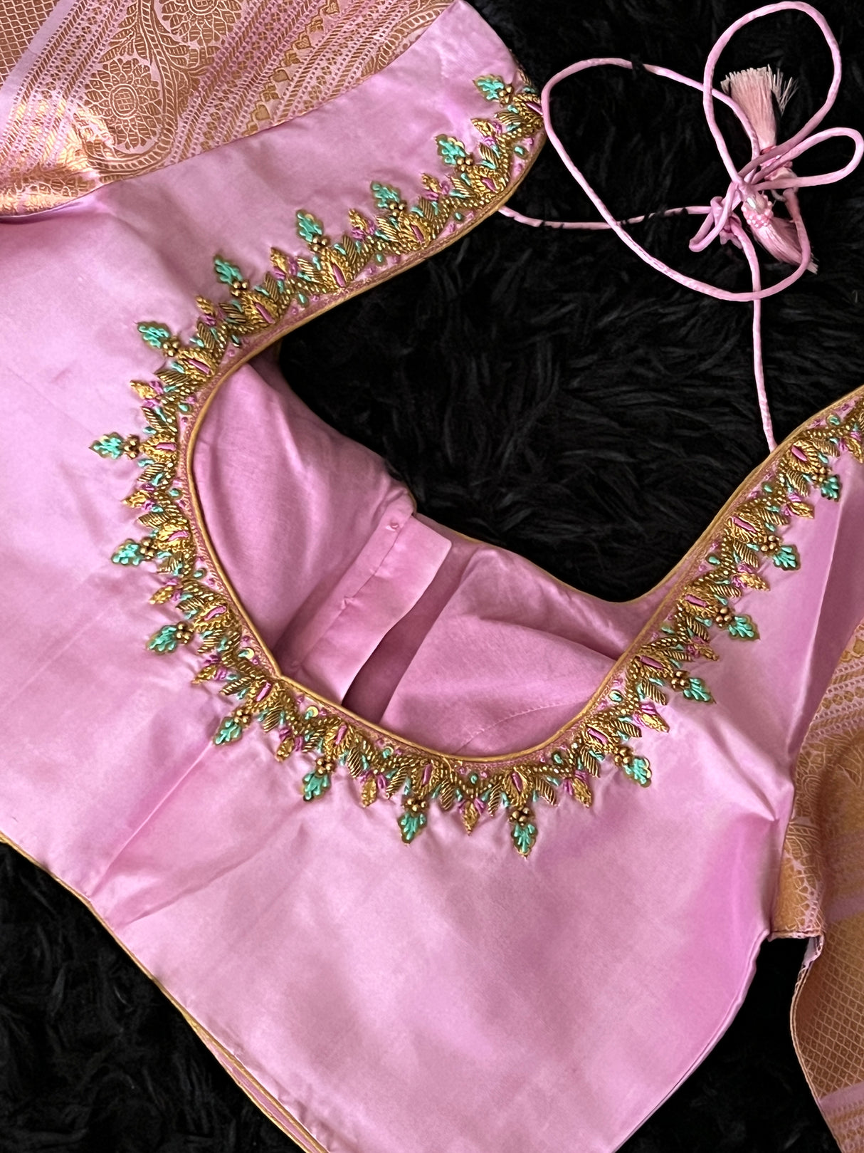 Blue Pink Gadwal Kanchi Pure Silk