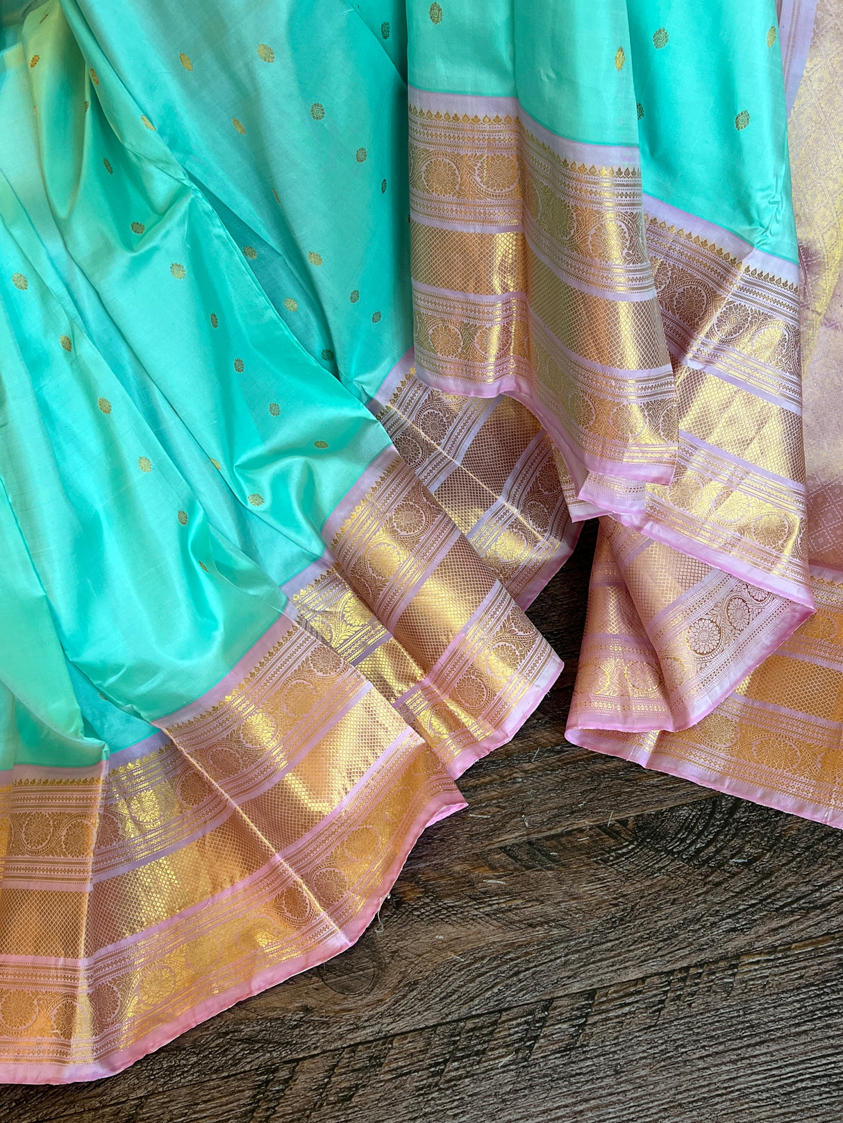 Blue Pink Gadwal Kanchi Pure Silk