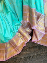 Blue Pink Gadwal Kanchi Pure Silk