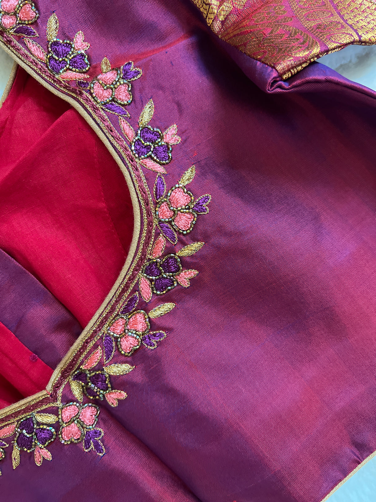 Kanakambaram Wine Gadwal Kanchi Pure Silk