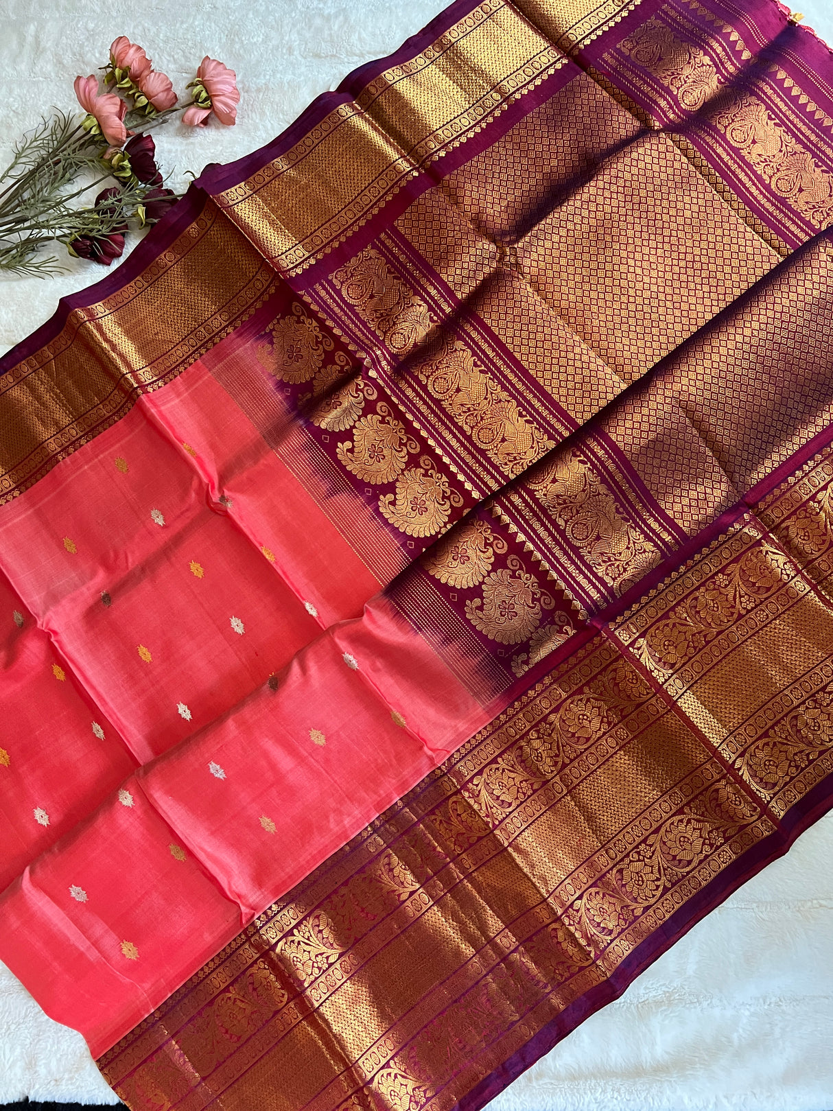 Kanakambaram Wine Gadwal Kanchi Pure Silk