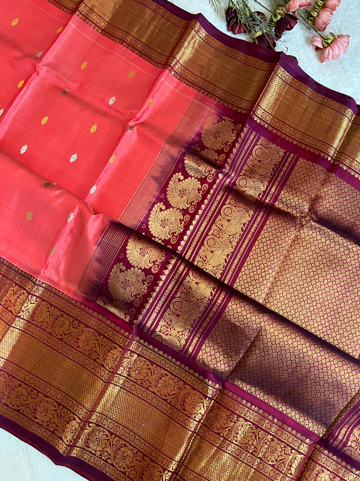 Kanakambaram Wine Gadwal Kanchi Pure Silk