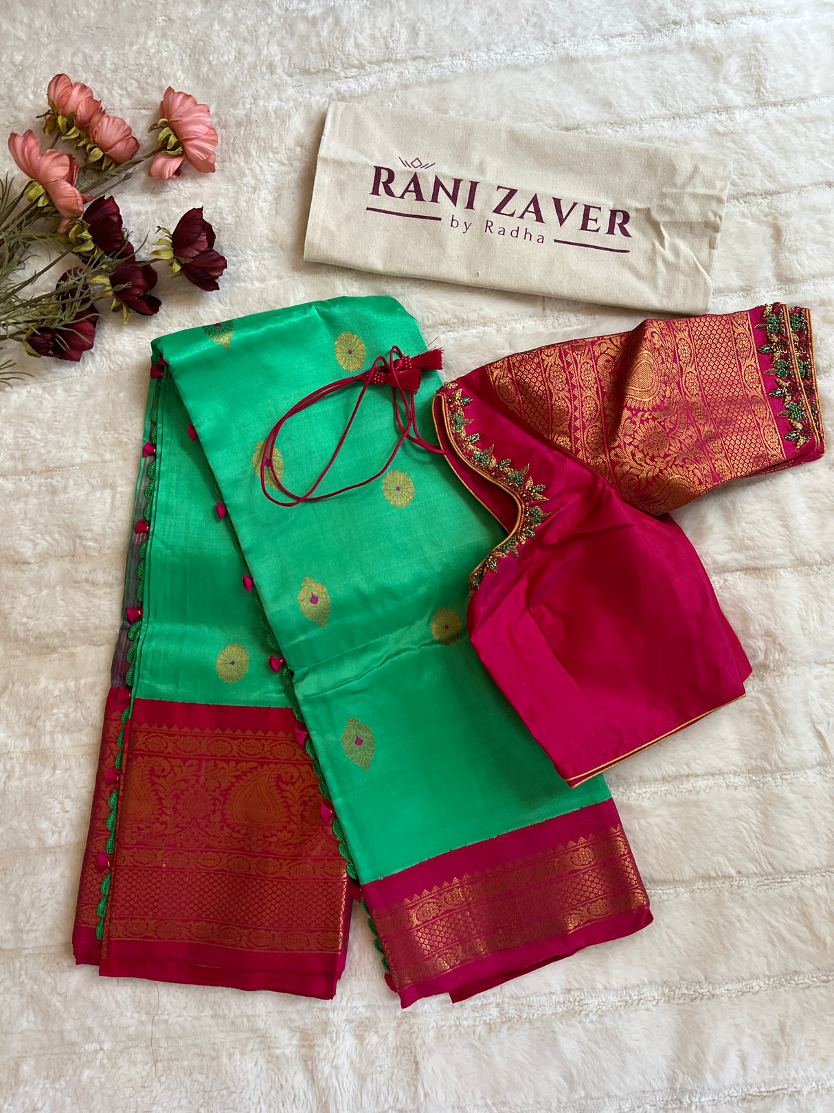 Green Rani Pink Gadwal Kanchi Pure Silk