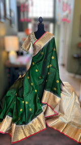 Bottle green Grey Gadwal Kanchi Pure Silk