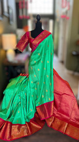 Green Rani Pink Gadwal Kanchi Pure Silk