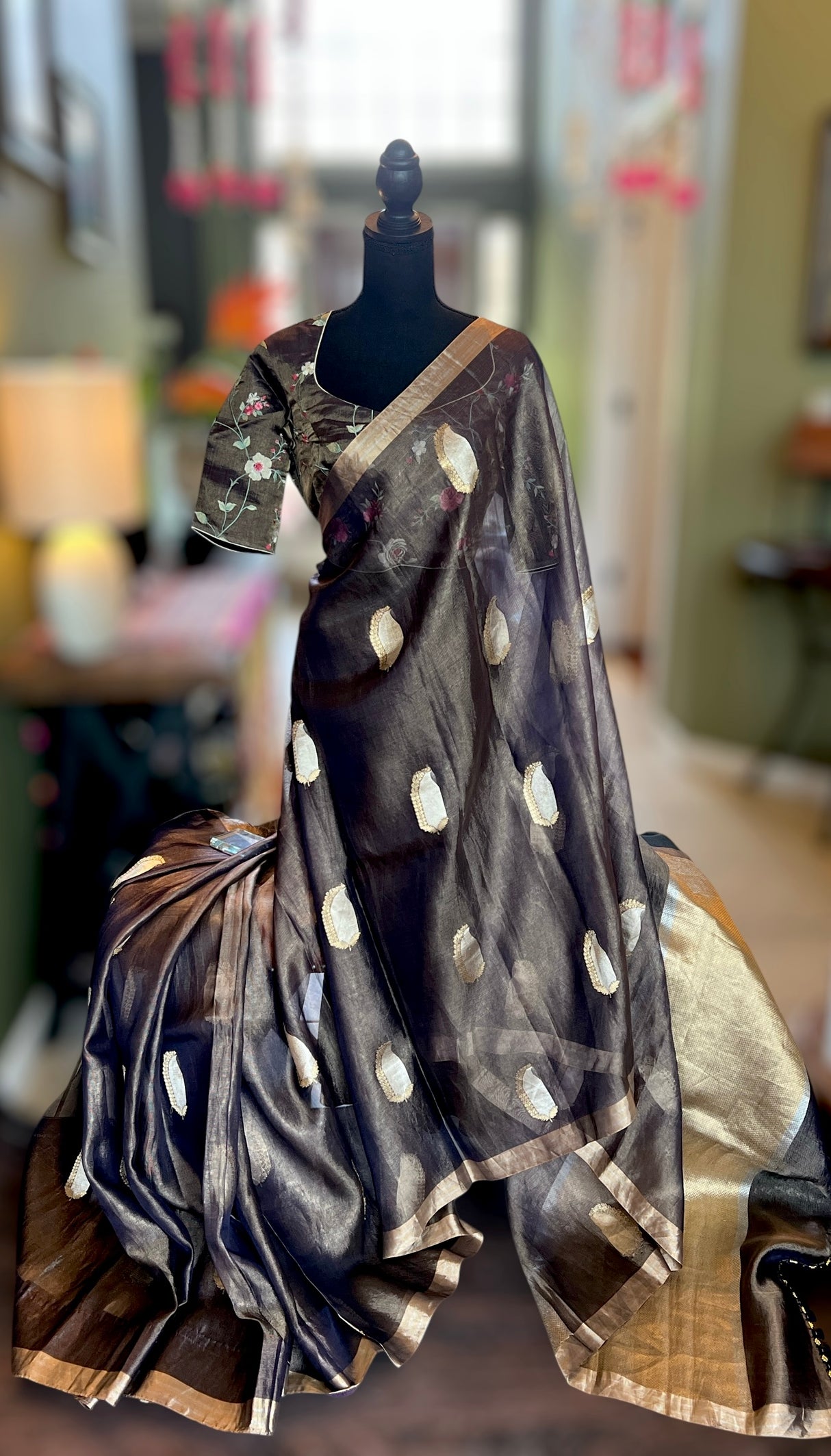 Zari pin stripes Pure Kora Deep Lilac