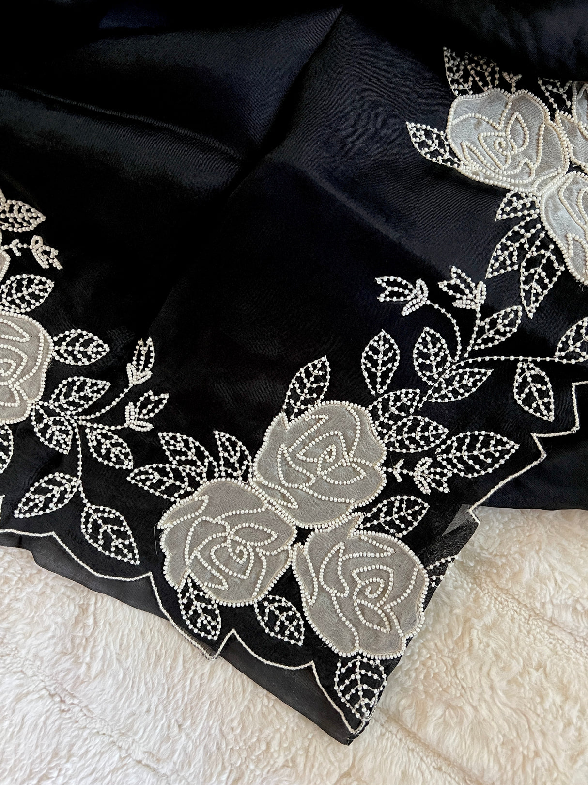 Black Ivory Applique Organza