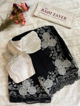 Black Ivory Applique Organza