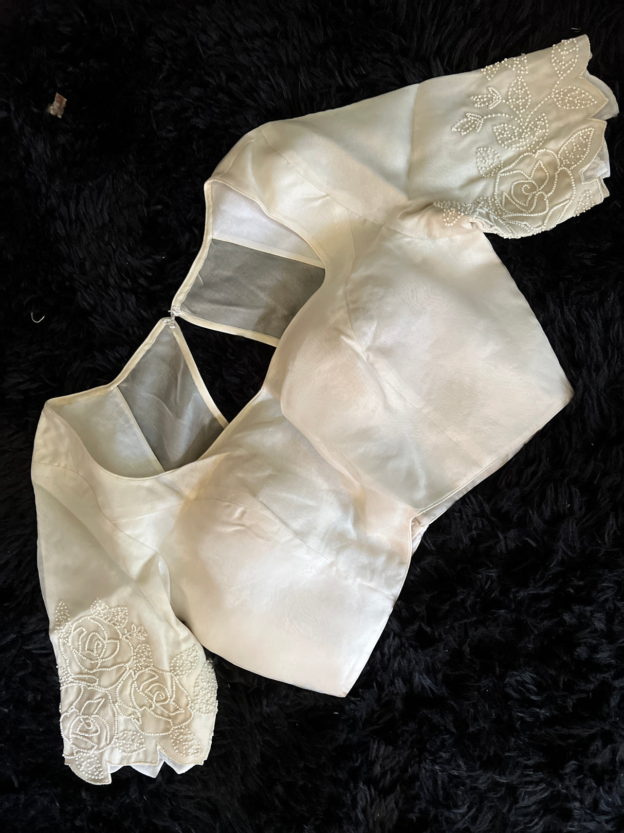 Black Ivory Applique Organza