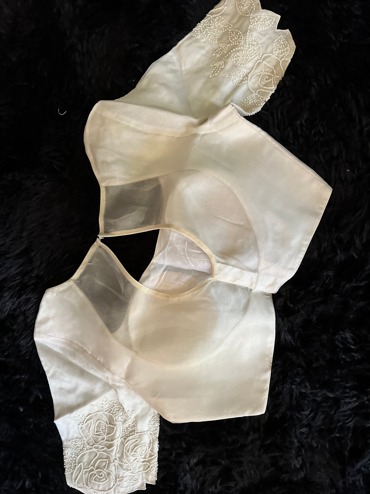 Black Ivory Applique Organza