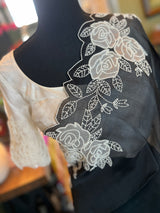 Black Ivory Applique Organza