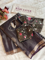 Zari pin stripes Pure Kora Deep Lilac