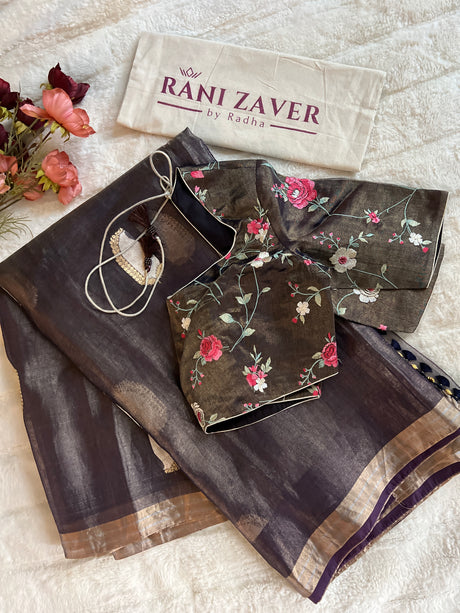 Zari pin stripes Pure Kora Deep Lilac