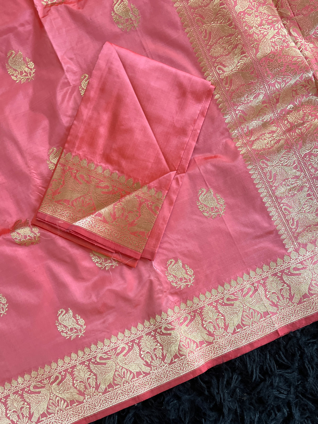 Peachy Pink Banaras Kaduwa Katan Silk