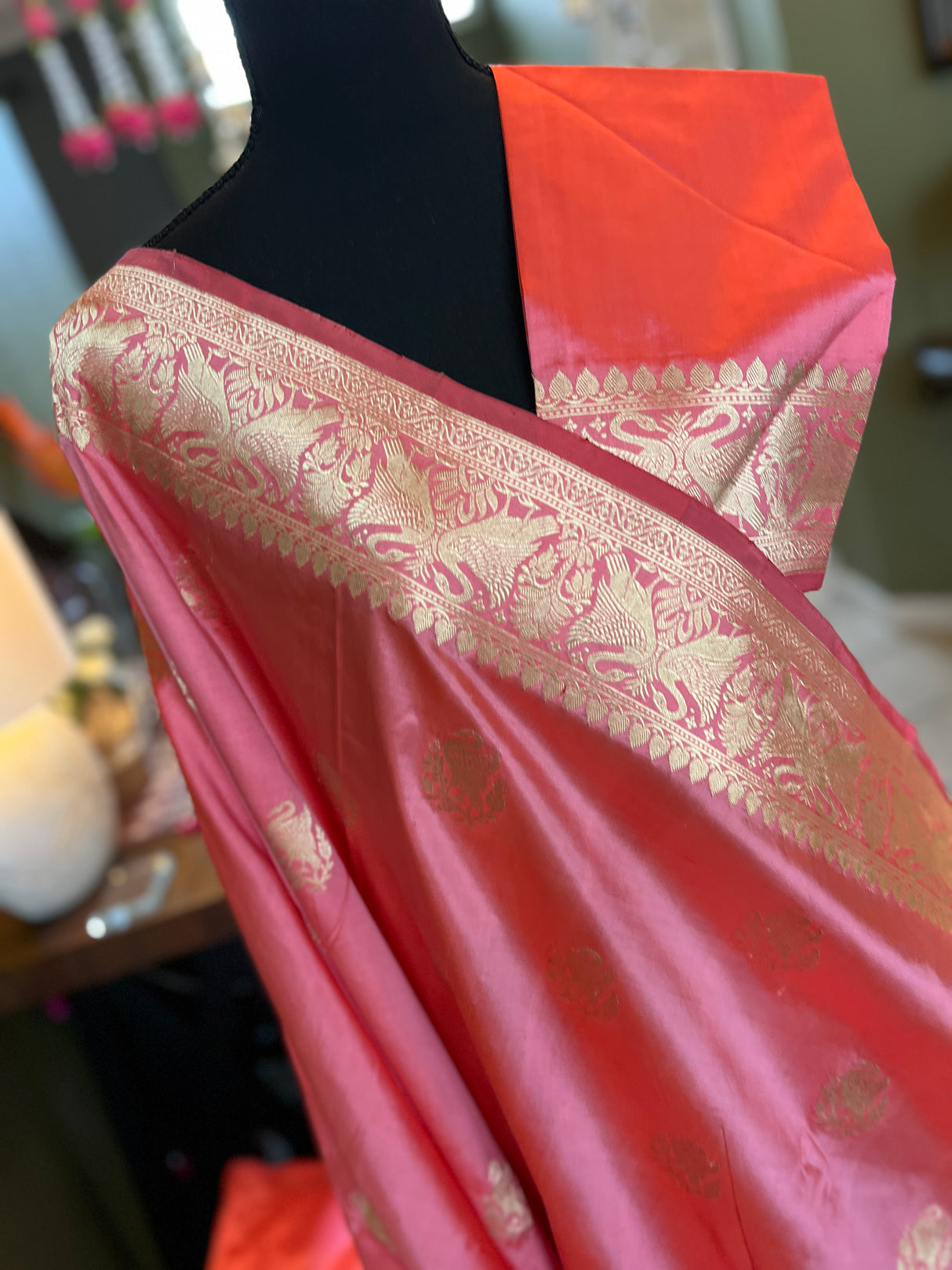 Peachy Pink Banaras Kaduwa Katan Silk