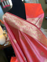 Peachy Pink Banaras Kaduwa Katan Silk