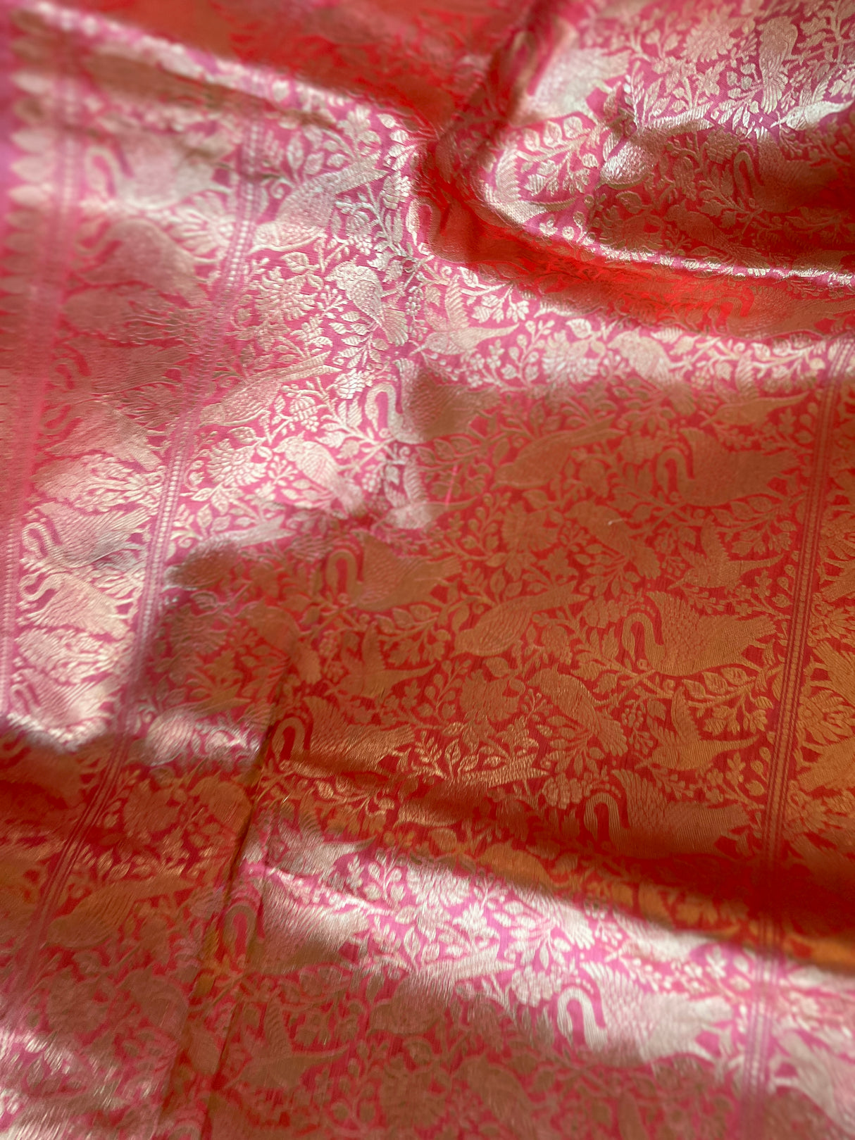 Peachy Pink Banaras Kaduwa Katan Silk
