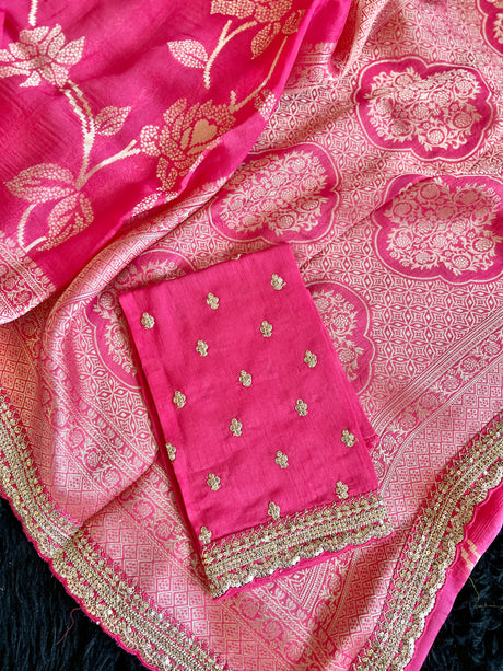 Pink Munga Banarasi Silk