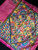 Pink Hand Katha Stitch Gachi Tussar Silk