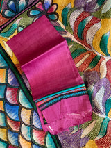 Pink Hand Katha Stitch Gachi Tussar Silk