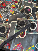 Grey HAND Kantha Stitch Gachi Tussar Silk