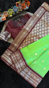 Lime Green Kokum  Gadwal Handloom Pure Silk