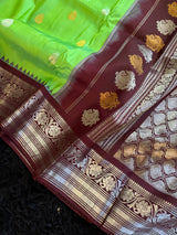 Lime Green Kokum  Gadwal Handloom Pure Silk