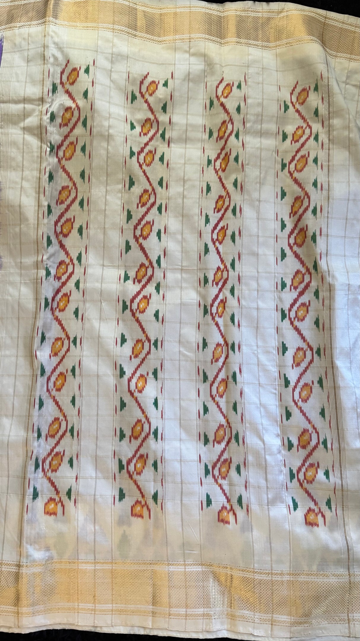 Lavender Ivory Ikkat Pure Silk Handloom