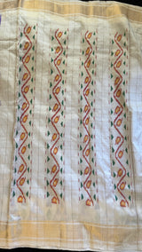 Lavender Ivory Ikkat Pure Silk Handloom