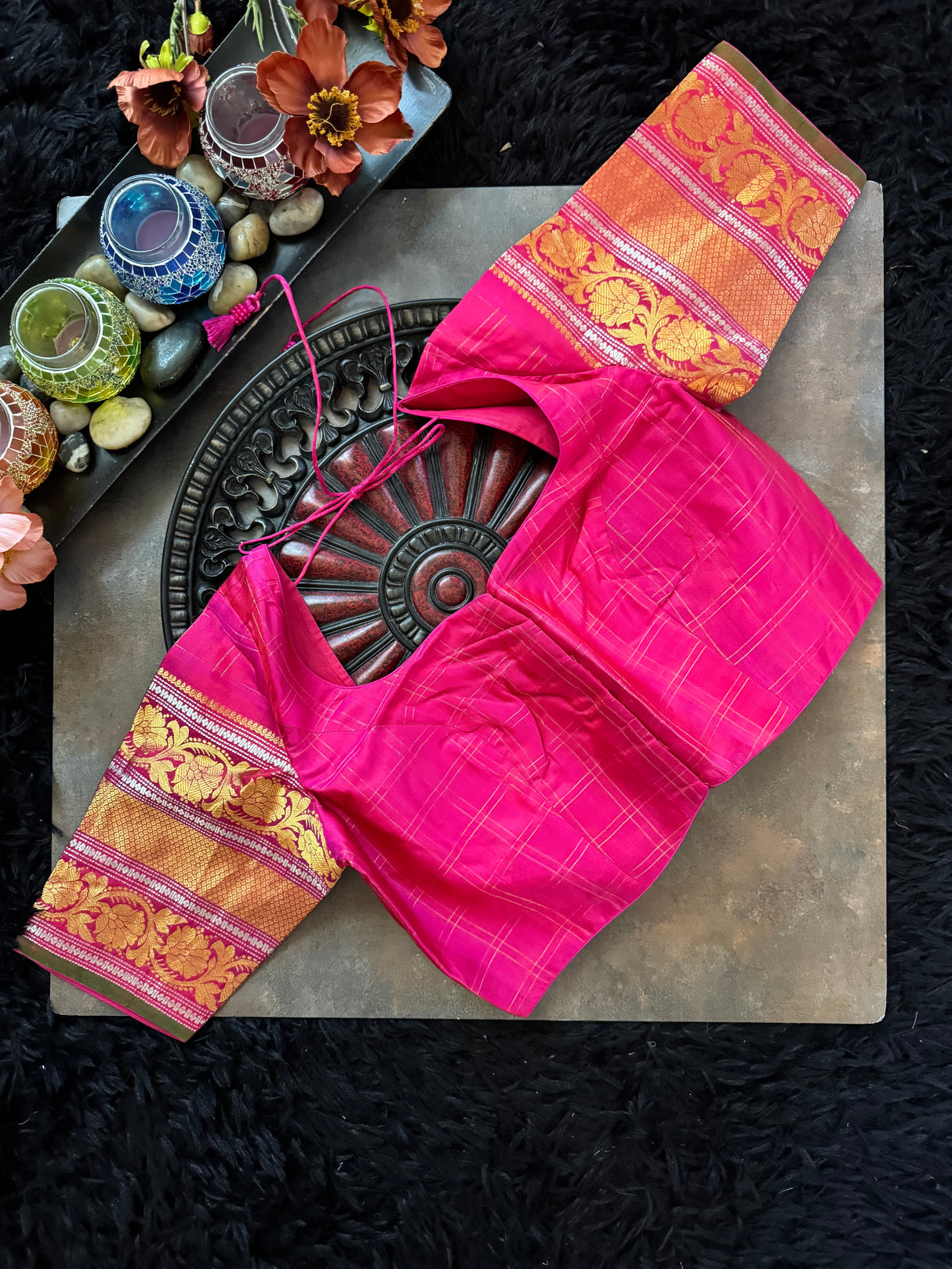 Rust Rani Pink Gadwal Handloom Pure Silk