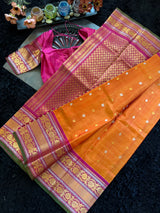 Rust Rani Pink Gadwal Handloom Pure Silk