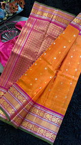 Rust Rani Pink Gadwal Handloom Pure Silk