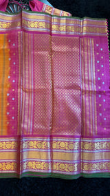 Rust Rani Pink Gadwal Handloom Pure Silk