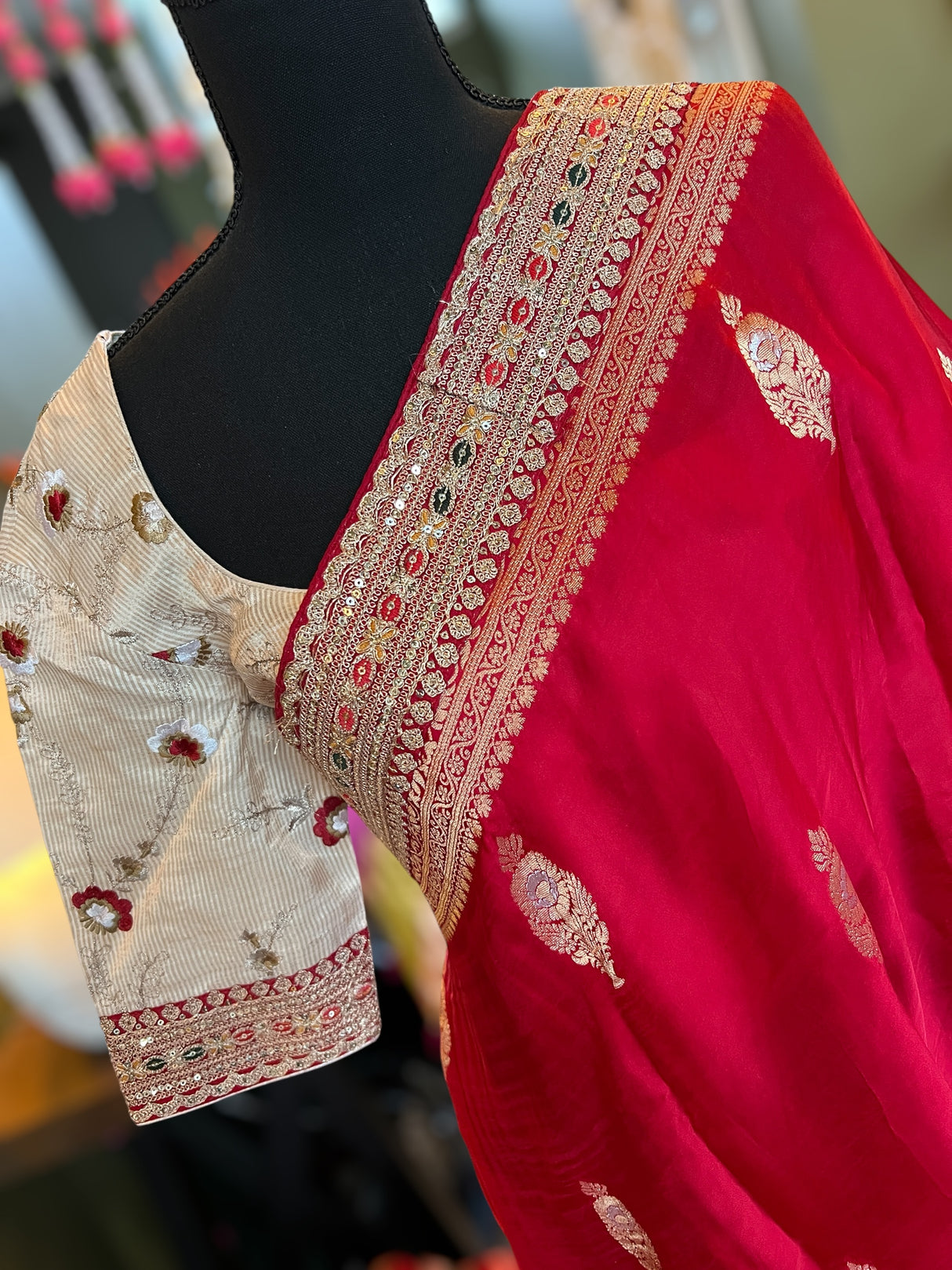 Red Crepe With Sabyasachi Borders